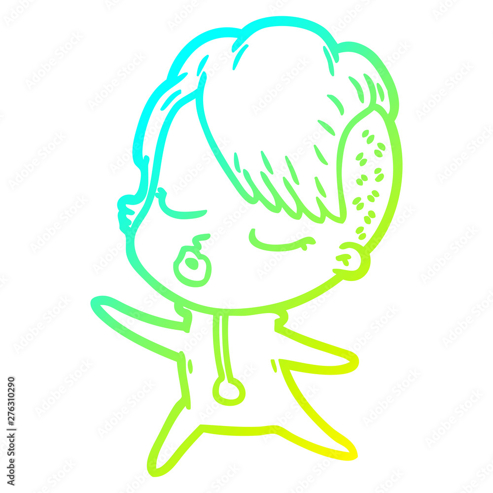 cold gradient line drawing cartoon pretty hipster girl cold gradient line drawing cartoon pretty hipster girl