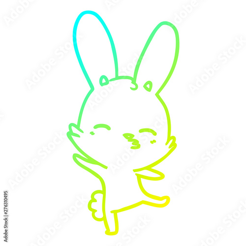 cold gradient line drawing curious bunny cartoon