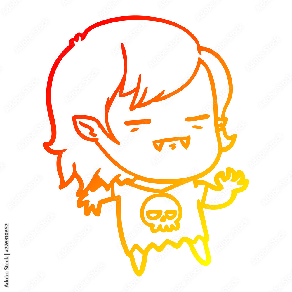 warm gradient line drawing cartoon undead vampire girl warm gradient line drawing cartoon undead vampire girl