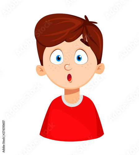 Face expression of cute boy, surprised