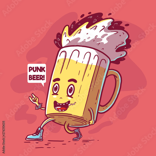 Punk Beer party vector illustration. Social media, punk, music, rock, poster, advertising, beer design concept