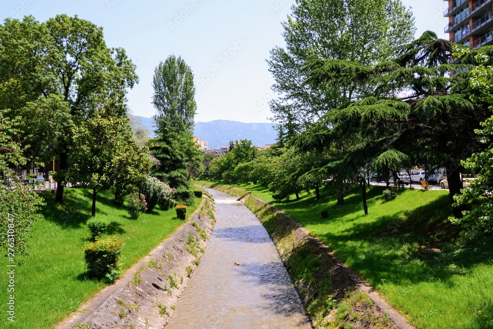 The Lana (Lane) River, the main stream that crosses through Tirana, the capital of Albania. In the past stream was clean, now with sewage in the water