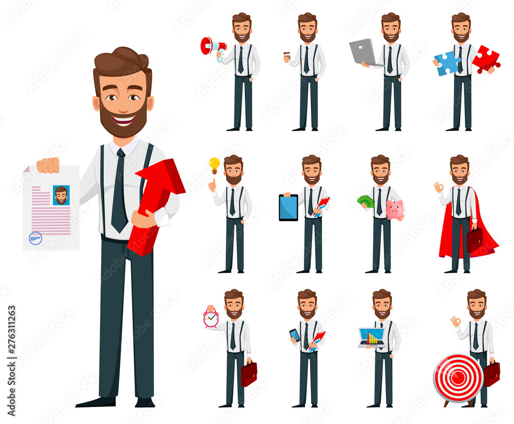 Business man cartoon character, set Business man cartoon character, set
