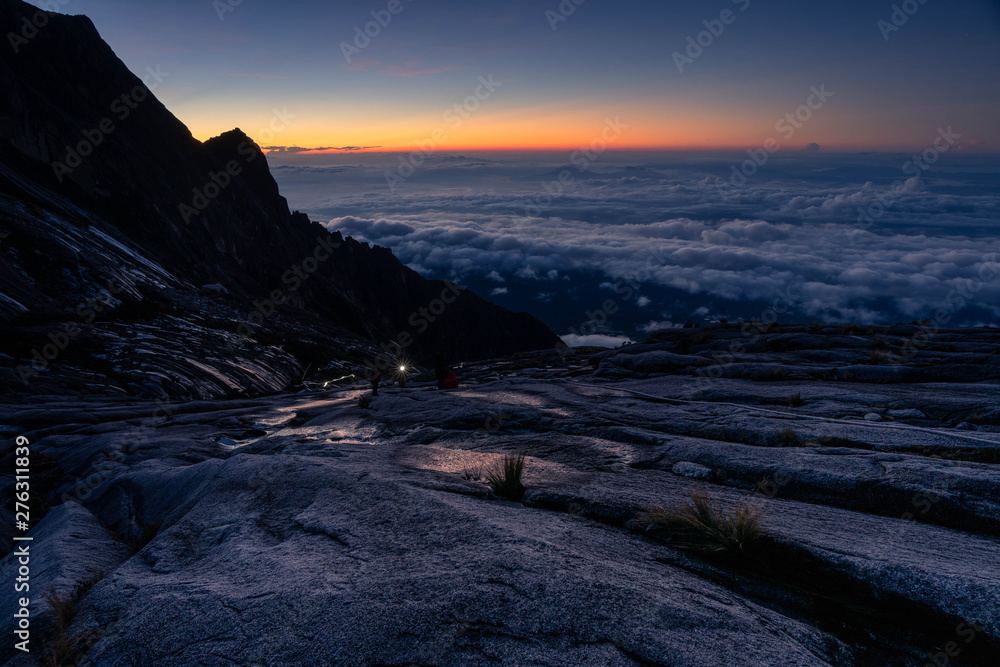 Way to summit Low 's peak in Kinabalu mountain massif, Borneo island, Sabah, Malaysia