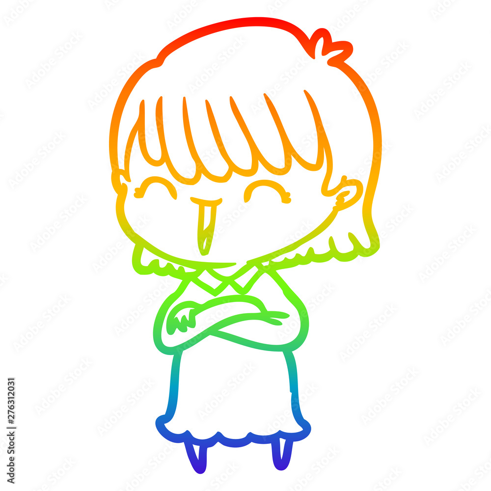 rainbow gradient line drawing cartoon woman rainbow gradient line drawing cartoon woman