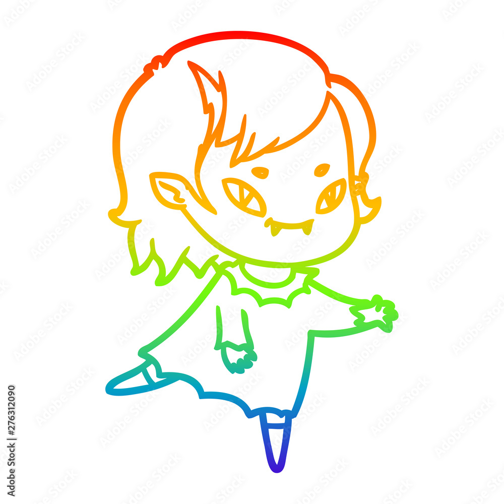 rainbow gradient line drawing cartoon friendly vampire girl rainbow gradient line drawing cartoon friendly vampire girl