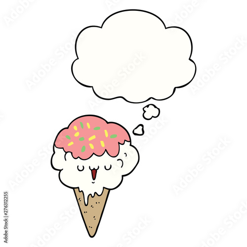 cartoon ice cream and thought bubble