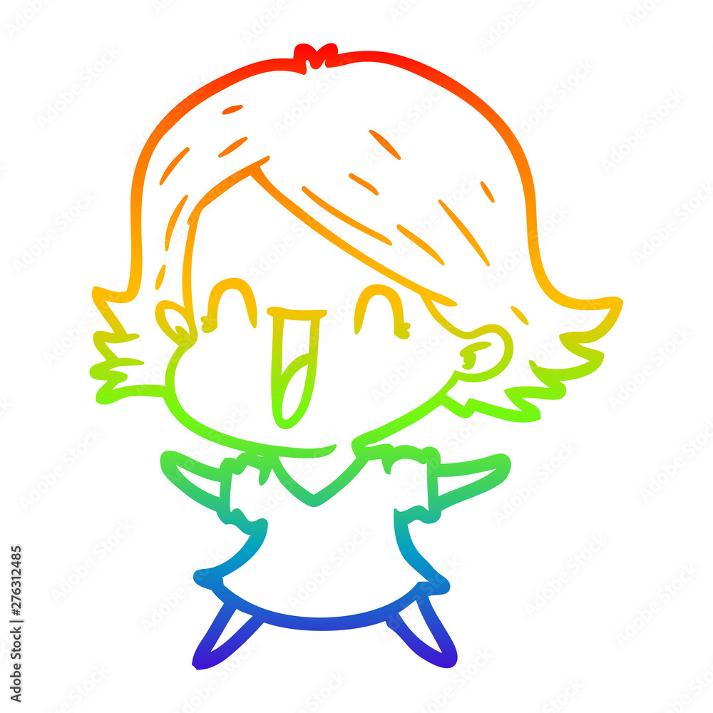 rainbow gradient line drawing cartoon laughing woman rainbow gradient line drawing cartoon laughing woman