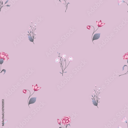 Seamless pattern Vector floral design with roses . Romantic background print © lolya1988