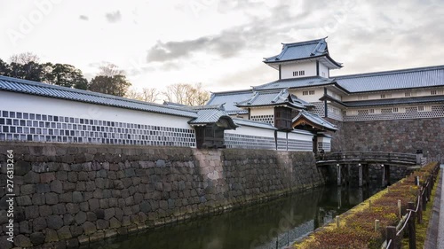 Kanazawa Castle Park in Kanazawa, Japan time lapse