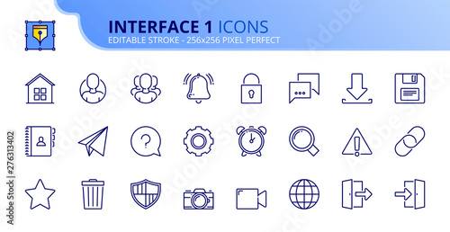 Simple set of outline icons about interface 1