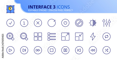 Simple set of outline icons about interface 3