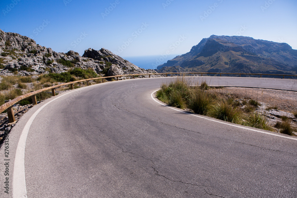 Road to Sa Calobra in Serra de Tramuntana - mountains. Serpentine road. in Mallorca, Spain. Road to Sa Calobra in Serra de Tramuntana - mountains. Serpentine road. in Mallorca, Spain.