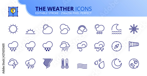 Simple set of outline icons about the weather