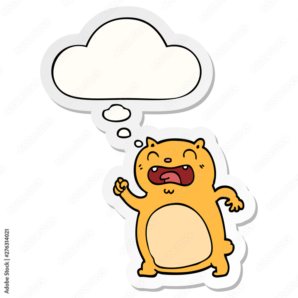 cartoon cat and thought bubble as a printed sticker cartoon cat and thought bubble as a printed sticker