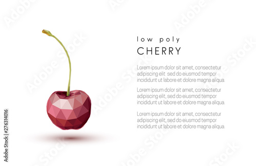Abstract red cherry. Low poly style design