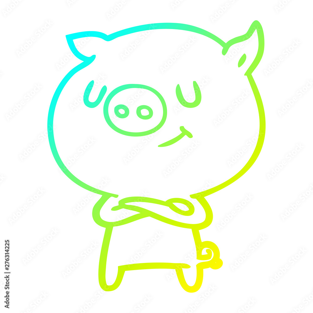 cold gradient line drawing happy cartoon pig cold gradient line drawing happy cartoon pig