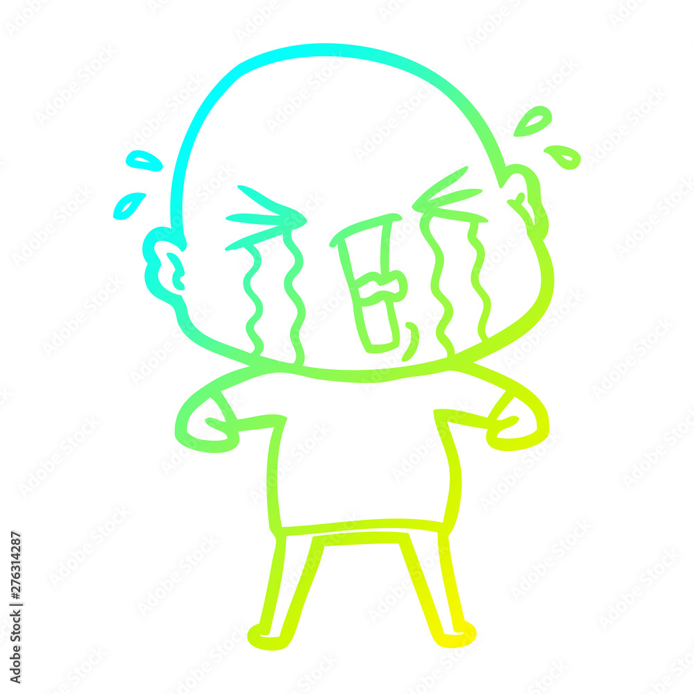 cold gradient line drawing cartoon crying bald man cold gradient line drawing cartoon crying bald man