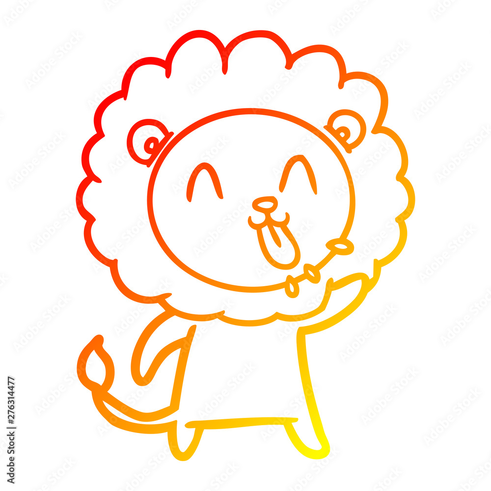 warm gradient line drawing happy cartoon lion warm gradient line drawing happy cartoon lion