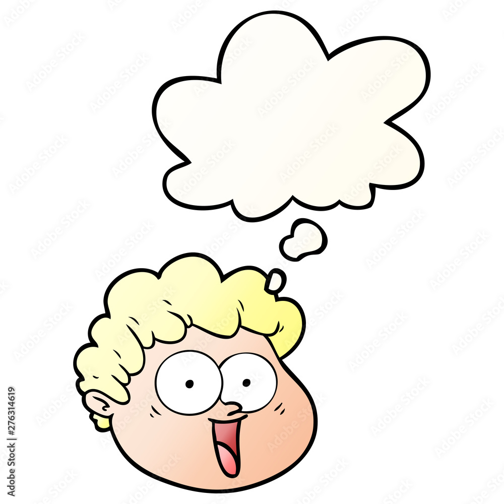 cartoon male face and thought bubble in smooth gradient style cartoon male face and thought bubble in smooth gradient style