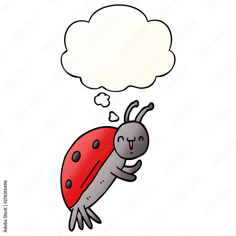 cute cartoon ladybug and thought bubble in smooth gradient style cute cartoon ladybug and thought bubble in smooth gradient style