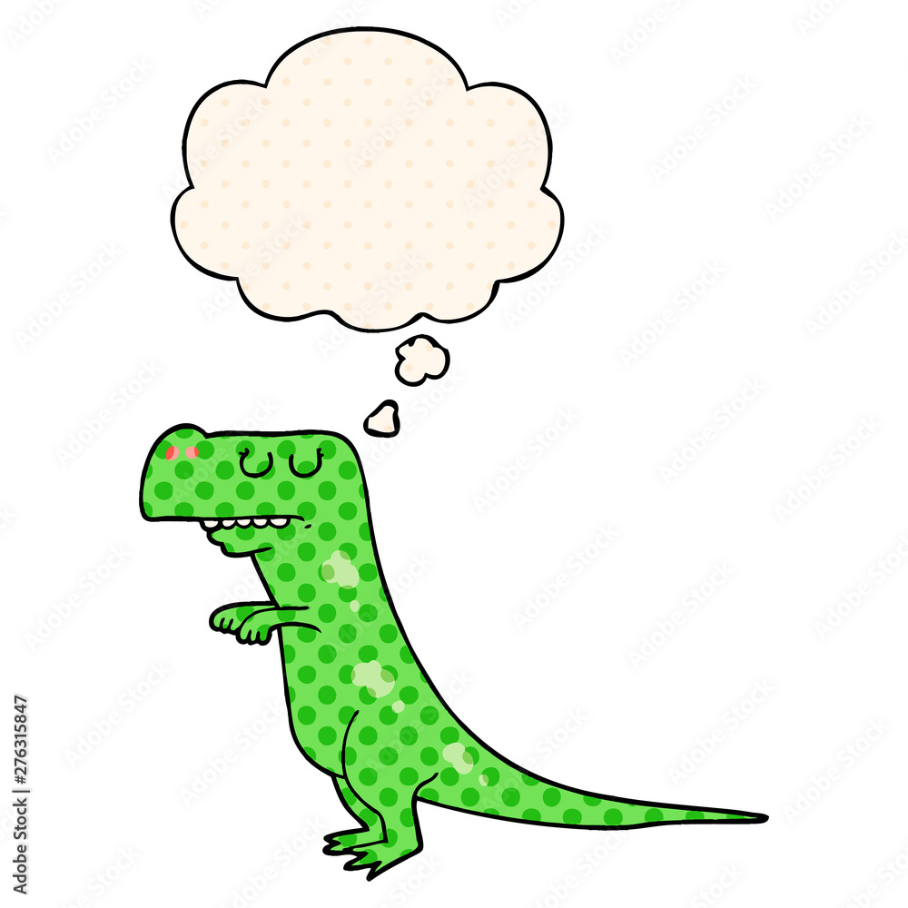 cartoon dinosaur and thought bubble in comic book style cartoon dinosaur and thought bubble in comic book style