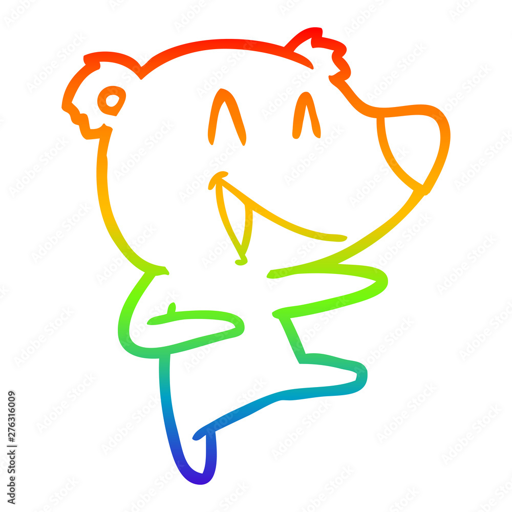 rainbow gradient line drawing laughing bear cartoon rainbow gradient line drawing laughing bear cartoon