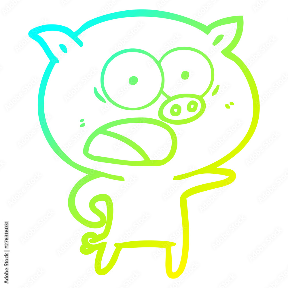 cold gradient line drawing cartoon pig shouting cold gradient line drawing cartoon pig shouting