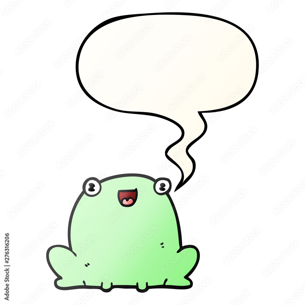 cute cartoon frog and speech bubble in smooth gradient style cute cartoon frog and speech bubble in smooth gradient style