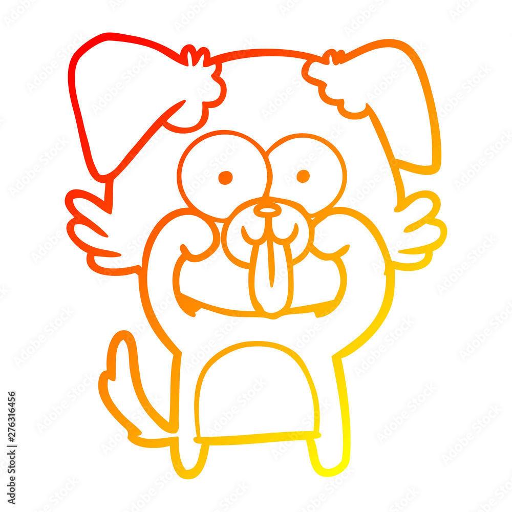 warm gradient line drawing cartoon dog with tongue sticking out warm gradient line drawing cartoon dog with tongue sticking out