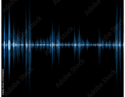 Sound and music concept.Blue wave of sound isolated in black background