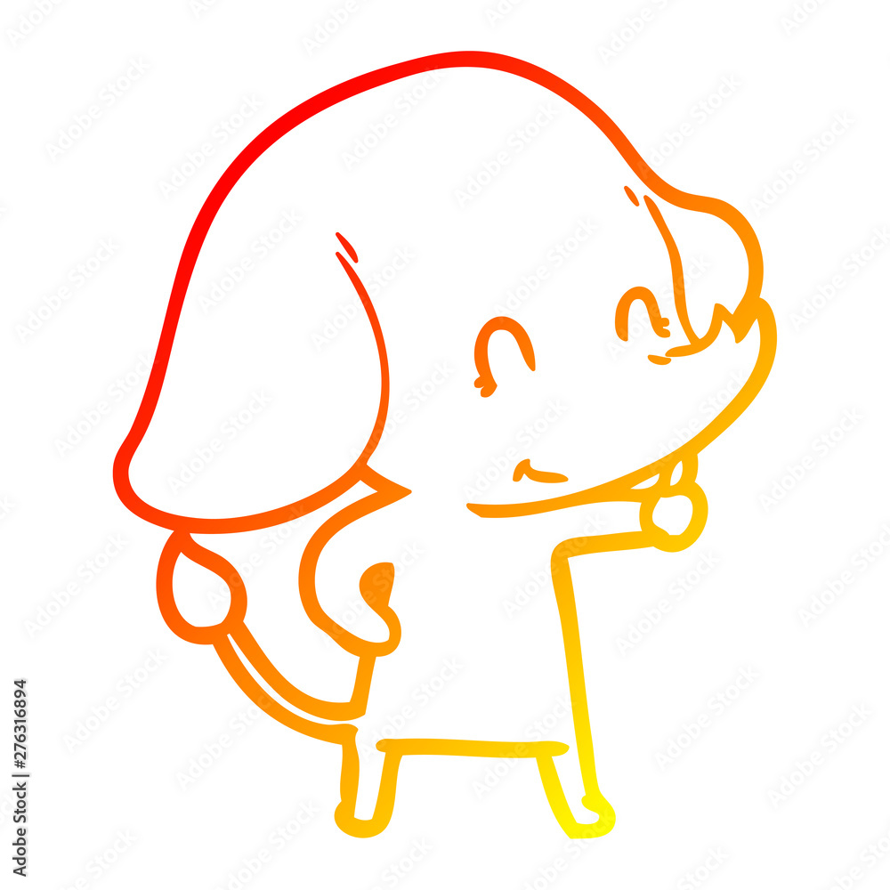 Obraz premium warm gradient line drawing cute cartoon elephant