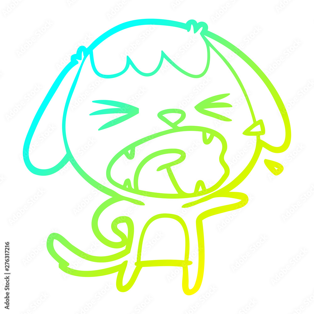 cold gradient line drawing cute cartoon dog barking cold gradient line drawing cute cartoon dog barking