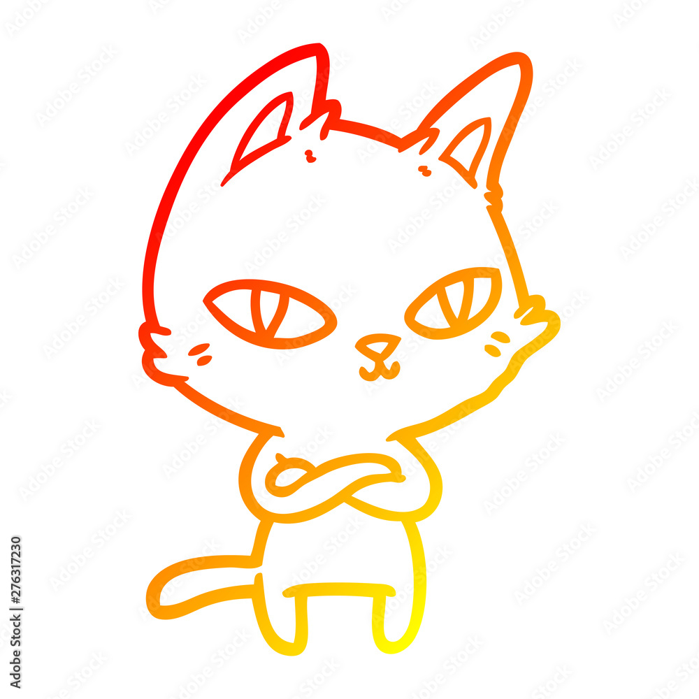 warm gradient line drawing cartoon cat staring warm gradient line drawing cartoon cat staring