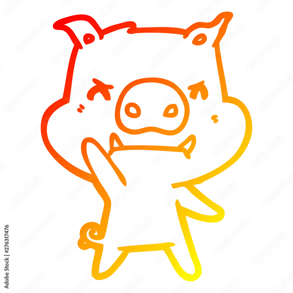 warm gradient line drawing angry cartoon pig warm gradient line drawing angry cartoon pig
