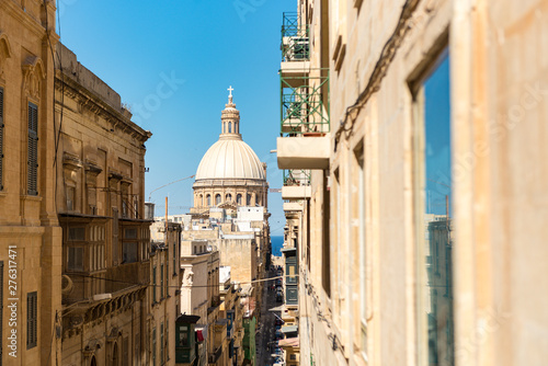 La Valleta, Malta : 2019 May 23 : Street of Valleta, Malta's capital. Cityscape in Sunny Day.
