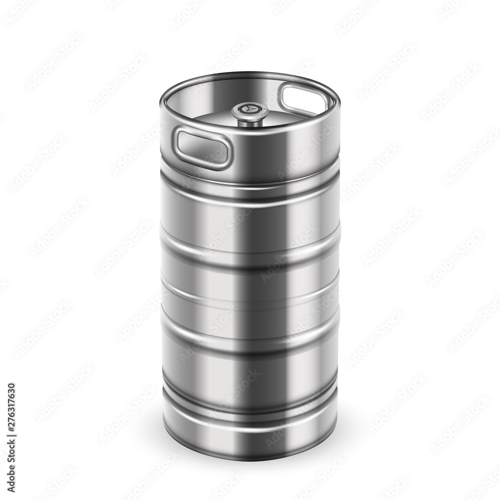 Tall Chrome Metallic Beverage Keg Barrel Vector. Blank Stainless Steel Keg For Bottling And Storage Alcohol Drink Booze In Tavern. Recoverable Container With Fitting Realistic 3d Illustration Tall Chrome Metallic Beverage Keg Barrel Vector. Blank Stainless Steel Keg For Bottling And Storage Alcohol Drink Booze In Tavern. Recoverable Container With Fitting Realistic 3d Illustration