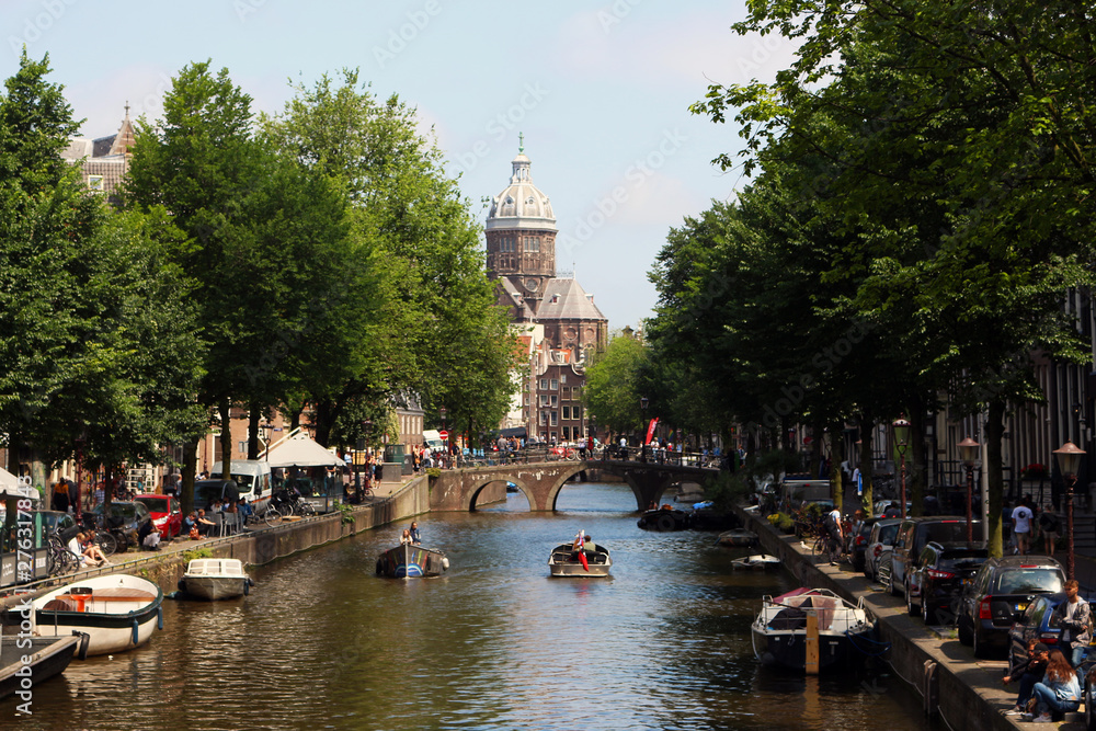 Canal in Amsterdam from a bridge
