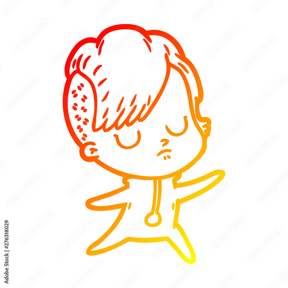 warm gradient line drawing cartoon woman warm gradient line drawing cartoon woman