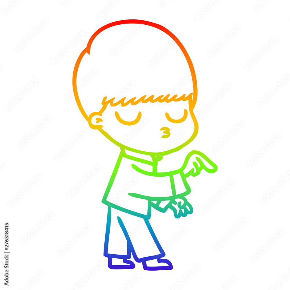 rainbow gradient line drawing cartoon calm boy