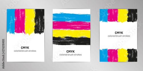 CMYK brush cover design background set A4 format. photo