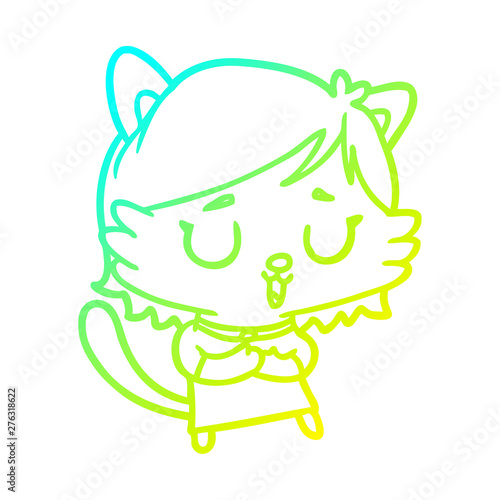 cold gradient line drawing cat girl