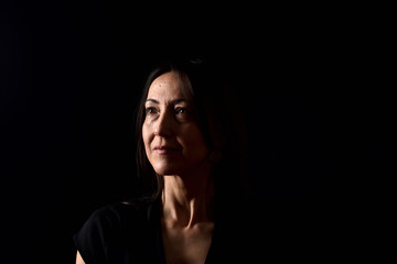 portrait of a woman on black