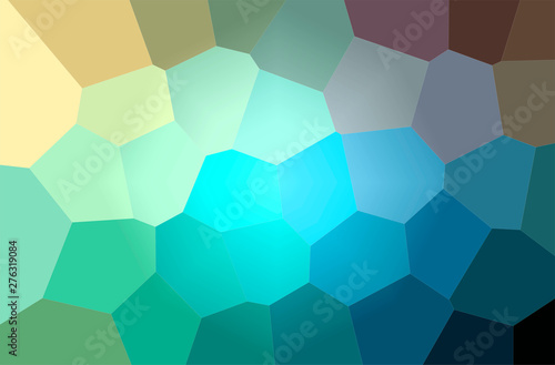 Abstract illustration of blue, green and yellow Giant Hexagon background