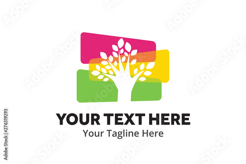 unique tree simple logo creative design in flat style with color . tree nature logo creative design for identity and community