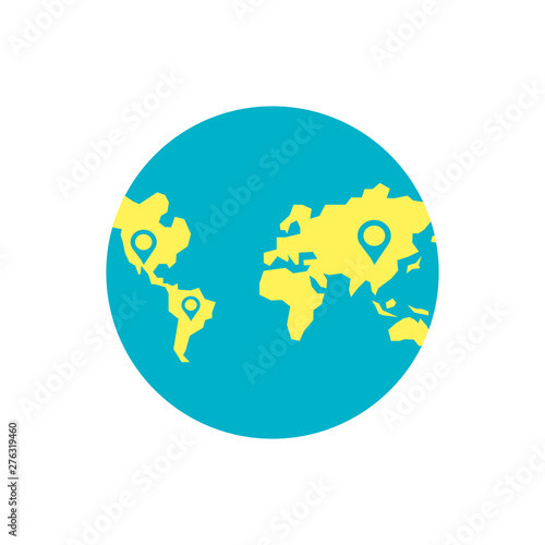 world planet earth with pins location