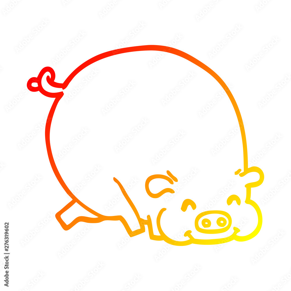warm gradient line drawing cartoon fat pig warm gradient line drawing cartoon fat pig