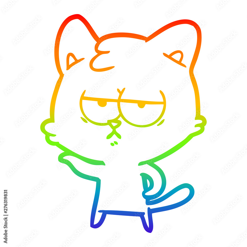 rainbow gradient line drawing bored cartoon cat rainbow gradient line drawing bored cartoon cat