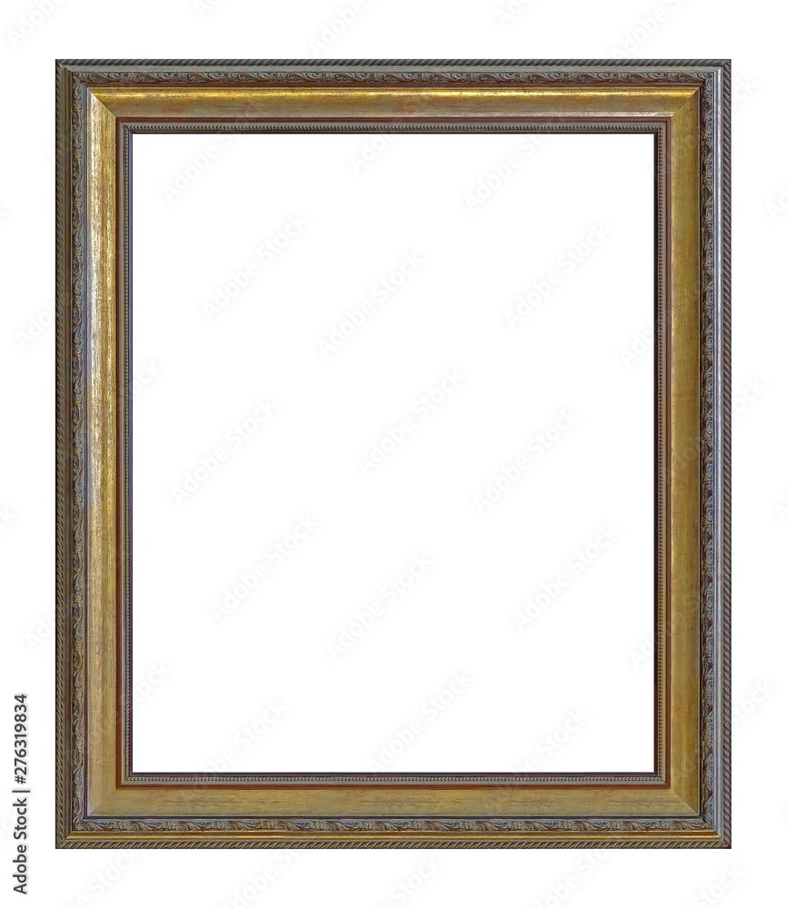 Golden frame for paintings, mirrors or photo isolated on white background Golden frame for paintings, mirrors or photo isolated on white background