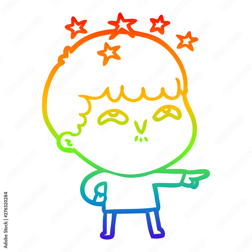 rainbow gradient line drawing cartoon amazed boy rainbow gradient line drawing cartoon amazed boy